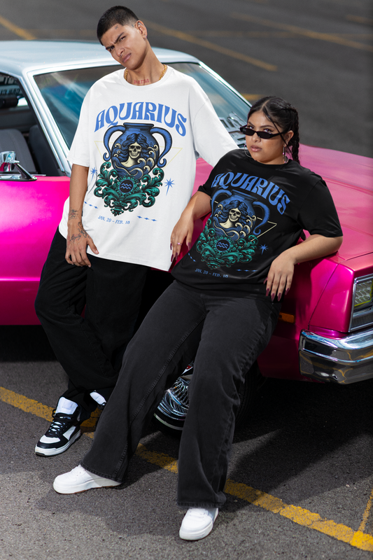 Aquarius Zodiac Sign Unisex Oversized T-shirt