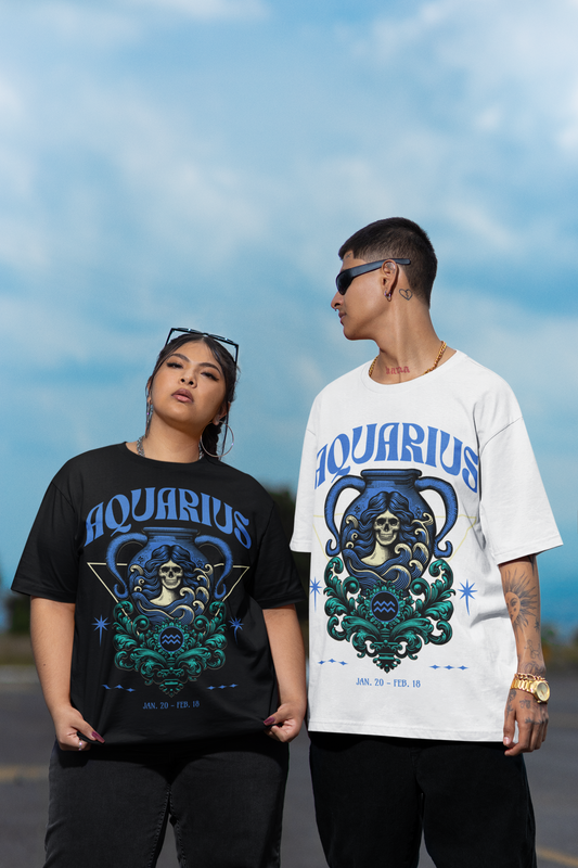 Aquarius Zodiac Sign Unisex Oversized T-shirt