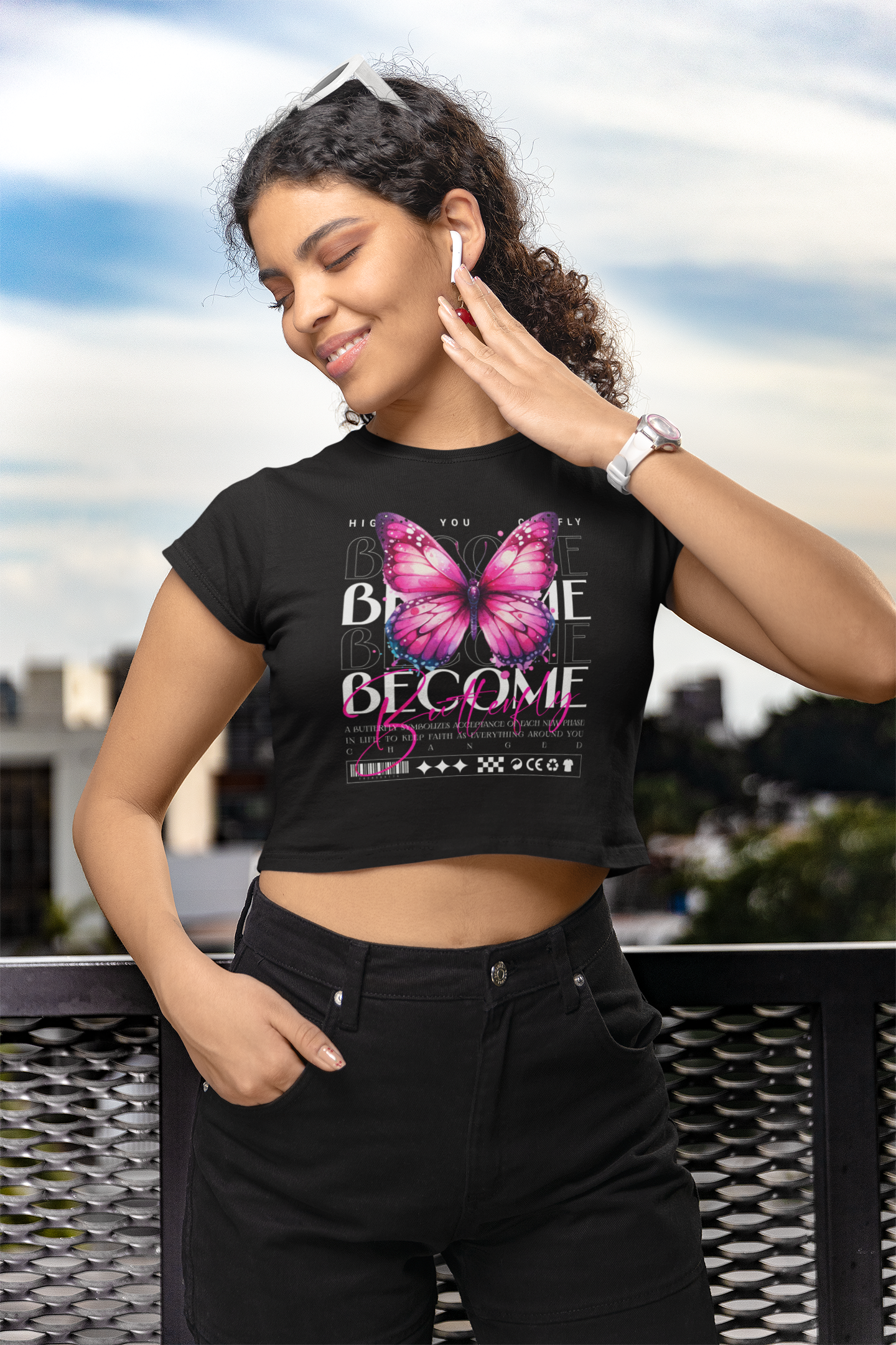 Butterfly Crop Top T-Shirt