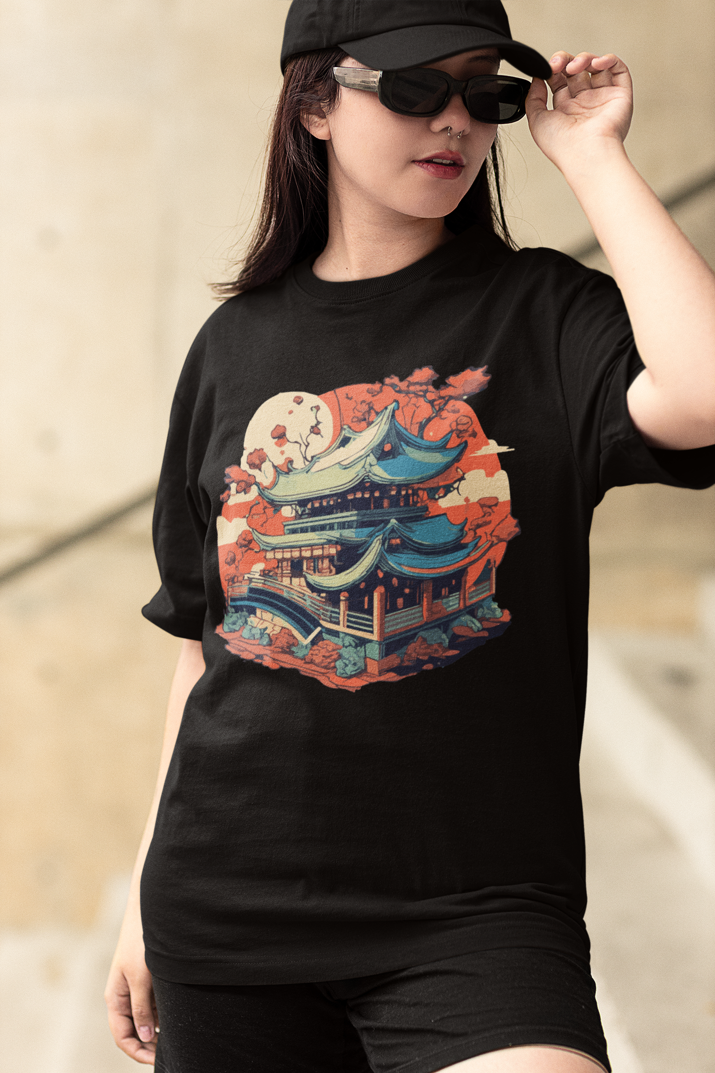 Japanese Temple Oversized Unisex T-Shirt