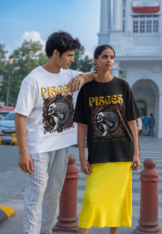 Pisces Zodiac Sign Oversized Unisex Tshirt